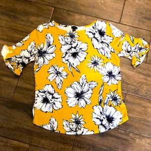 Mustard floral blouse